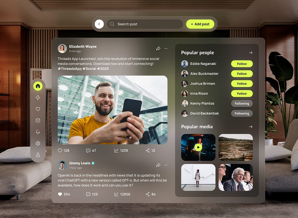 Luminance letter media for Vision OS