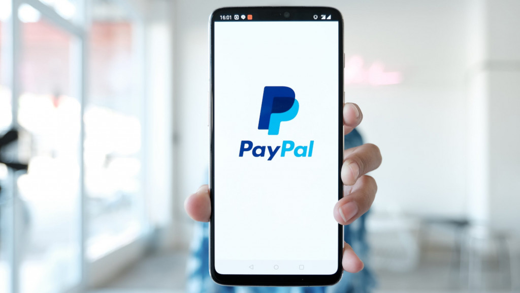 A smartphone with an open PayPal app